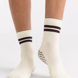 Organic Cotton Grip Crew Sock - Buttercream