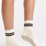 Organic Cotton Grip Crew Sock - Buttercream