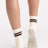 Organic Cotton Grip Crew Sock - Buttercream