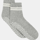 Organic Cotton Grip Crew Sock - Grey Marle