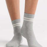 Organic Cotton Grip Crew Sock - Grey Marle