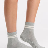 Organic Cotton Grip Crew Sock - Grey Marle