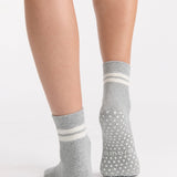 Organic Cotton Grip Crew Sock - Grey Marle
