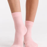 Organic Cotton Rib Top Crew Sock 2 Pack - Ballet/Fudge