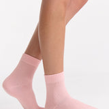 Organic Cotton Rib Top Crew Sock 2 Pack - Ballet/Fudge