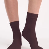 Organic Cotton Rib Top Crew Sock 2 Pack - Ballet/Fudge