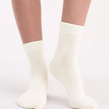 Organic Cotton Rib Top Crew Sock 2 Pack - Buttercream/Grey Marle