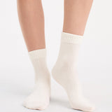 Organic Cotton Rib Top Crew Sock 2 Pack - Buttercream/Husk