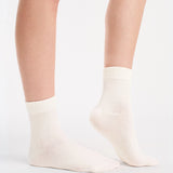 Organic Cotton Rib Top Crew Sock 2 Pack - Buttercream/Husk
