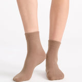 Organic Cotton Rib Top Crew Sock 2 Pack - Buttercream/Husk