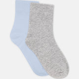 Organic Cotton Rib Top Crew Sock 2 Pack - Grey Marle/Seaspray