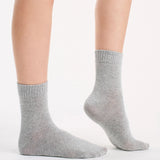 Organic Cotton Rib Top Crew Sock 2 Pack - Grey Marle/Seaspray