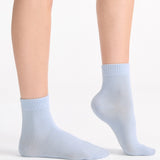 Organic Cotton Rib Top Crew Sock 2 Pack - Grey Marle/Seaspray