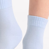Organic Cotton Rib Top Crew Sock 2 Pack - Grey Marle/Seaspray