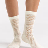 Organic Cotton Net Crew Sock - Buttercream