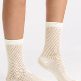 Organic Cotton Net Crew Sock - Buttercream