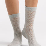 Organic Cotton Net Crew Sock - Grey Marle