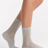 Organic Cotton Net Crew Sock - Grey Marle