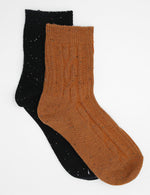 Fleck Wool Blend Crew Sock 2 Pack - Ginger/Black