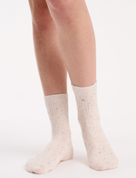 Fleck Wool Blend Crew Sock 2 Pack - Cream/Blue