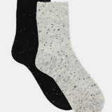 Fleck Wool Blend Crew Sock 2 Pack - Grey Marle/Black