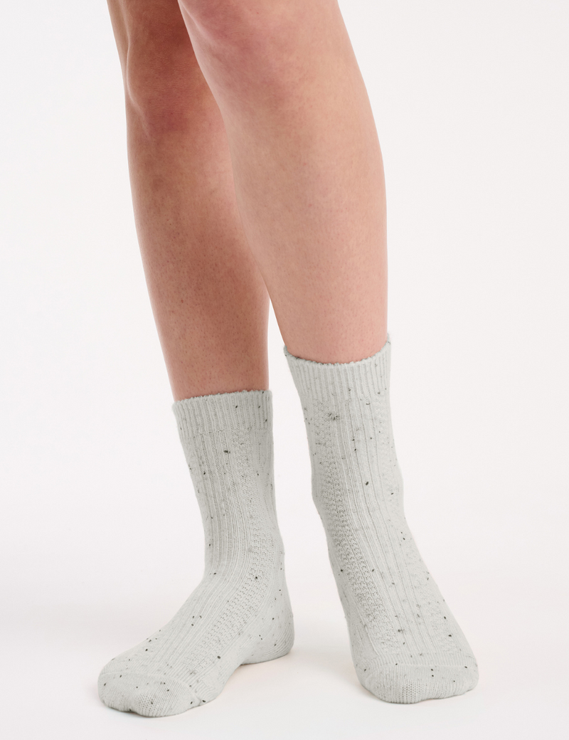 Fleck Wool Blend Crew Sock 2 Pack - Grey Marle/Black