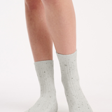 Fleck Wool Blend Crew Sock 2 Pack - Grey Marle/Black
