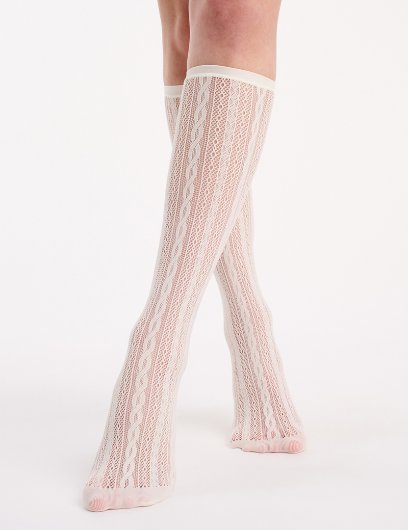 Lace Net Knee High - Buttercream