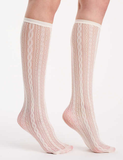 Lace Net Knee High - Buttercream