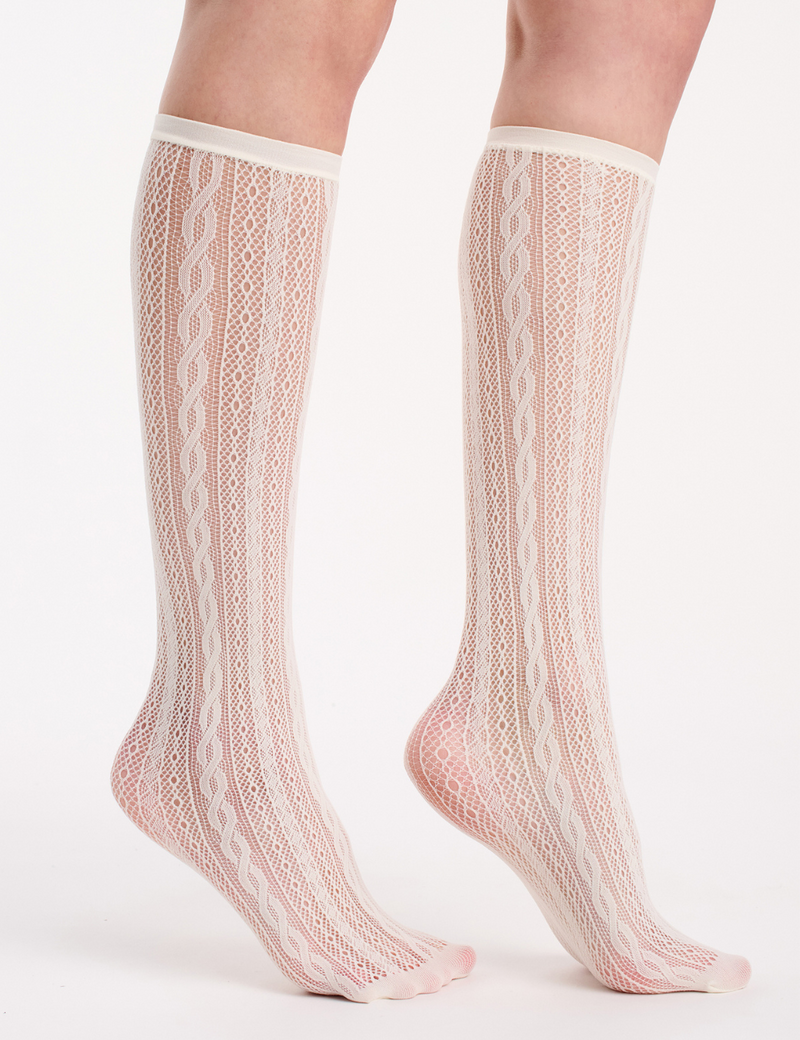 Lace Net Knee High - Buttercream