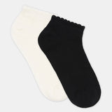 Organic Cotton Low Cut Sock 2 Pair - Black/Buttercream