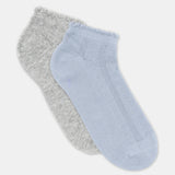 Organic Cotton Low Cut Sock 2 Pair - Seaspray/Grey Marle