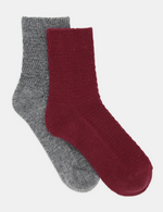 Waffle Crew Sock 2 Pack - Garnet/Charcoal