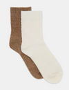 Waffle Crew Sock 2 Pack - Vanilla/Taupe