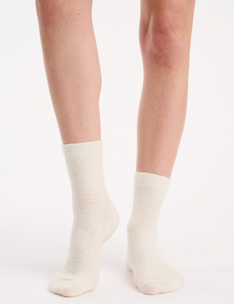 Waffle Crew Sock 2 Pack - Vanilla/Taupe