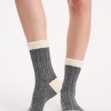 Cable Rib Winter Blend Crew Sock - Charcoal