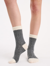 Cable Rib Winter Blend Crew Sock - Charcoal