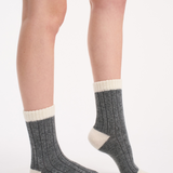 Cable Rib Winter Blend Crew Sock - Charcoal