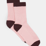 Organic Cotton Two Tone Rib Crew Sock - Ballet