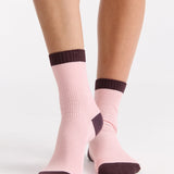 Organic Cotton Two Tone Rib Crew Sock - Ballet