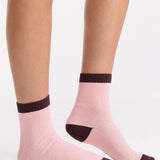 Organic Cotton Two Tone Rib Crew Sock - Ballet