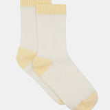 Organic Cotton Two Tone Rib Crew Sock - Buttercream