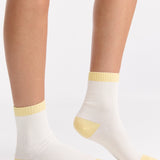 Organic Cotton Two Tone Rib Crew Sock - Buttercream