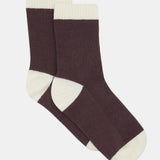 Organic Cotton Two Tone Rib Crew Sock - Fudge