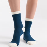 Organic Cotton Two Tone Rib Crew Sock - Empress