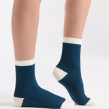 Organic Cotton Two Tone Rib Crew Sock - Empress