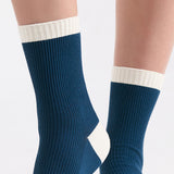 Organic Cotton Two Tone Rib Crew Sock - Empress