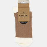 Organic Cotton Two Tone Rib Crew Sock - Husk