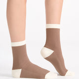 Organic Cotton Two Tone Rib Crew Sock - Husk