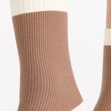 Organic Cotton Two Tone Rib Crew Sock - Husk